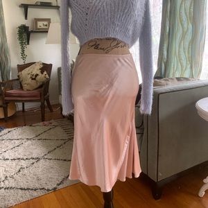 Silky Y2K Baby Pink Slip Skirt